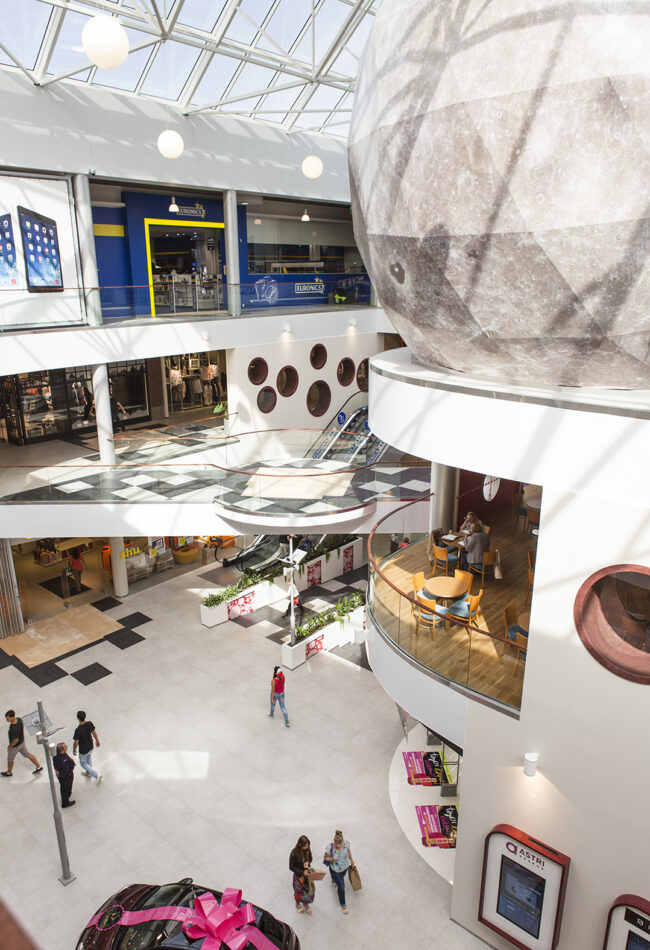 A shopping centre with a view