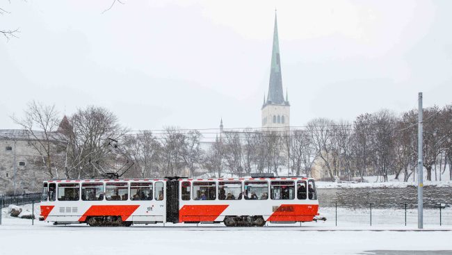 Traditional Christmas Bus, Tram and Trolleybus hit the streets of Tallinn