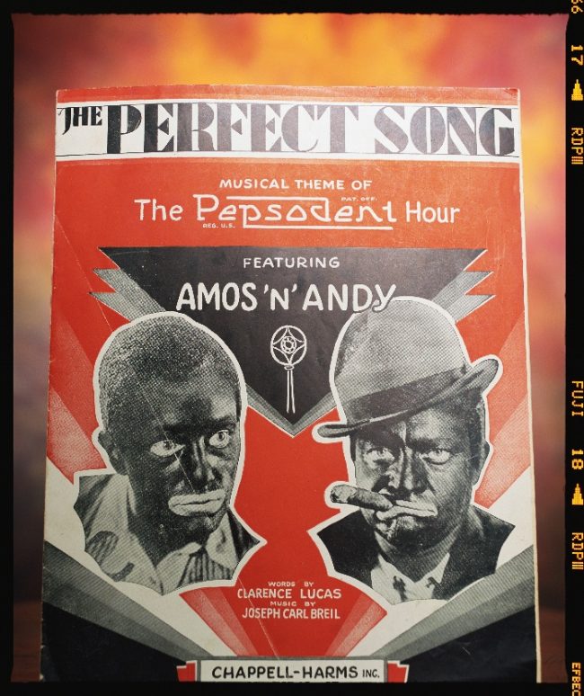 Infamous_ The Perfect Song Featuring Amos N Andy, 1930s Music Sheet © Andres Serrano. Courtesy G